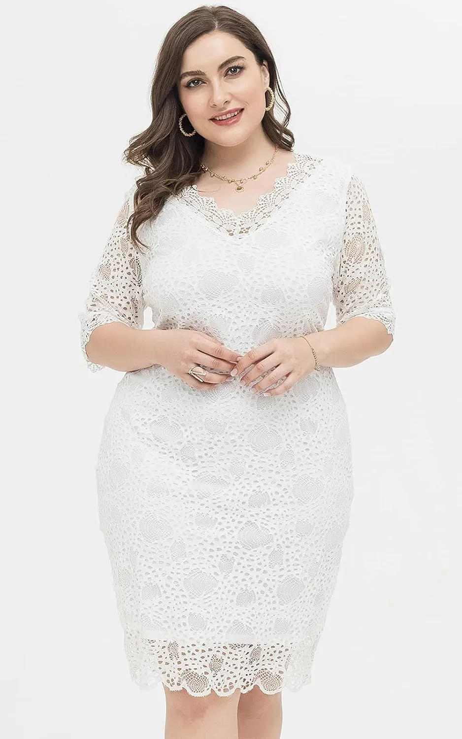 Women Sexy Summer Plus Size Bodycon Wrap Cocktail Lace Dress