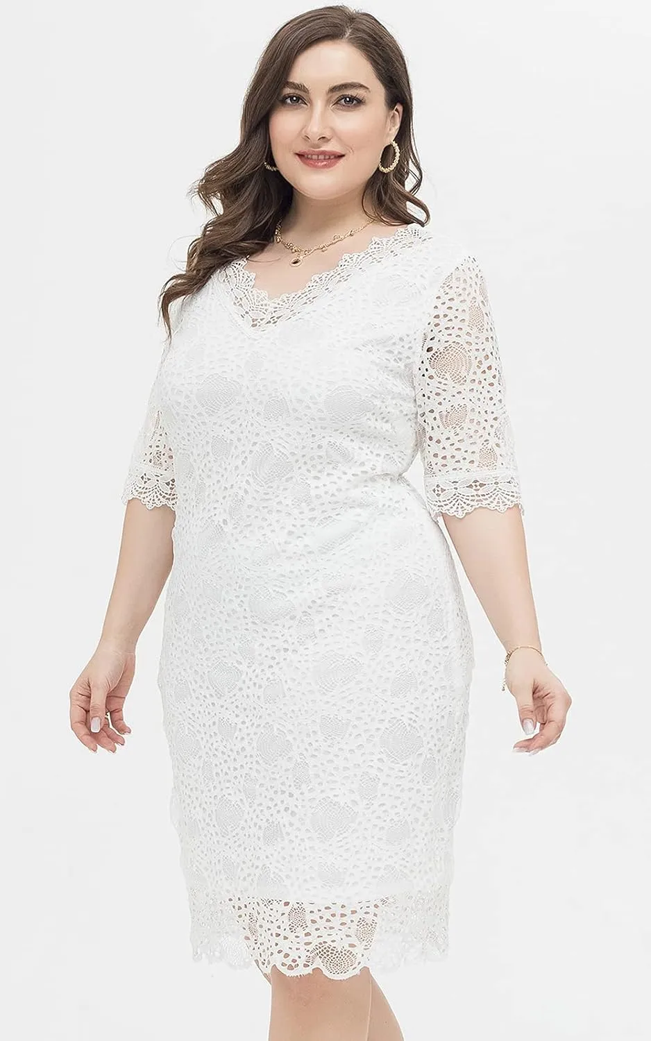 Women Sexy Summer Plus Size Bodycon Wrap Cocktail Lace Dress