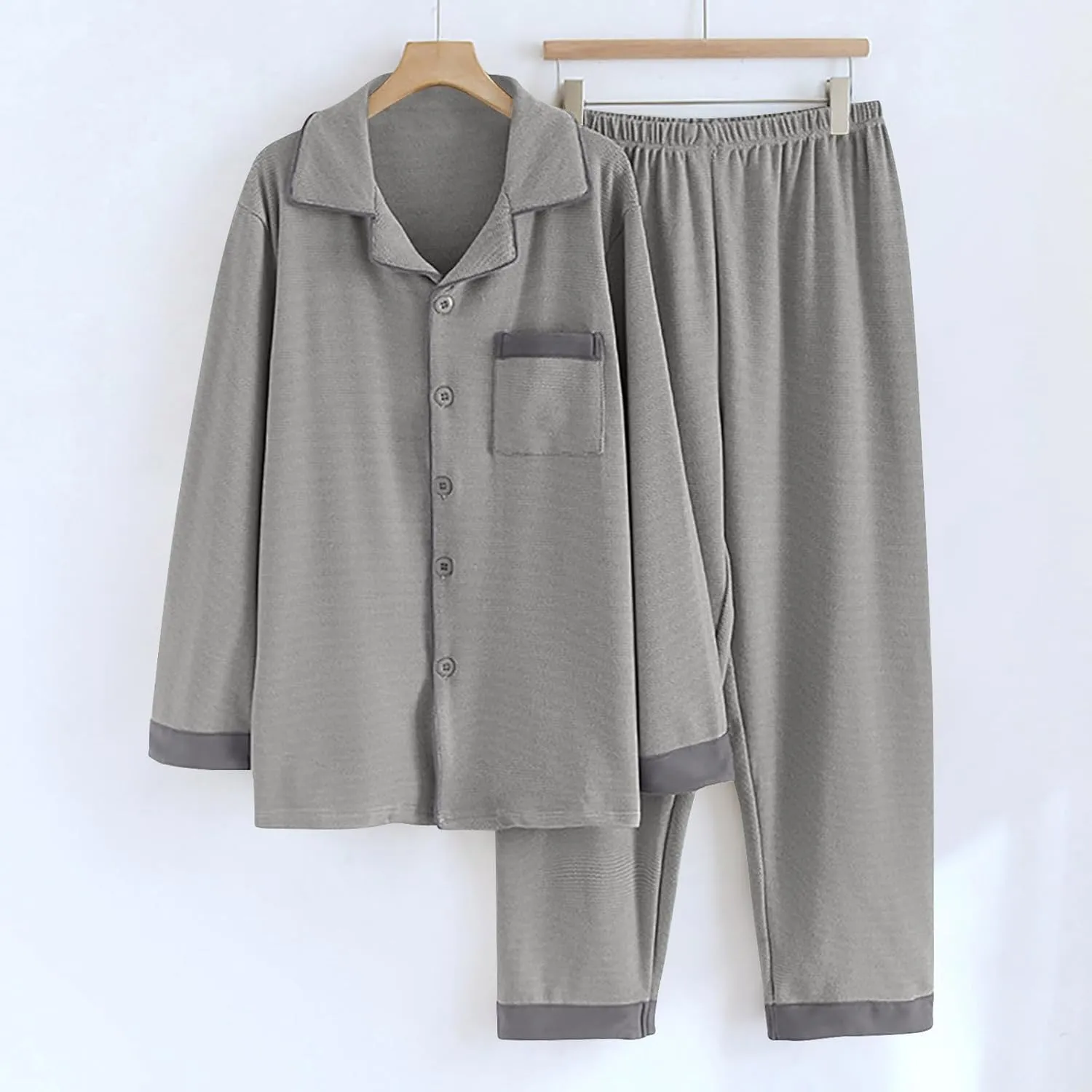 Womens 2 Piece Pajama Set Long Sleeve Button Down Top and Pant Sleepwear Loungewear Slouchy Notch Collar Soft Pjs Set