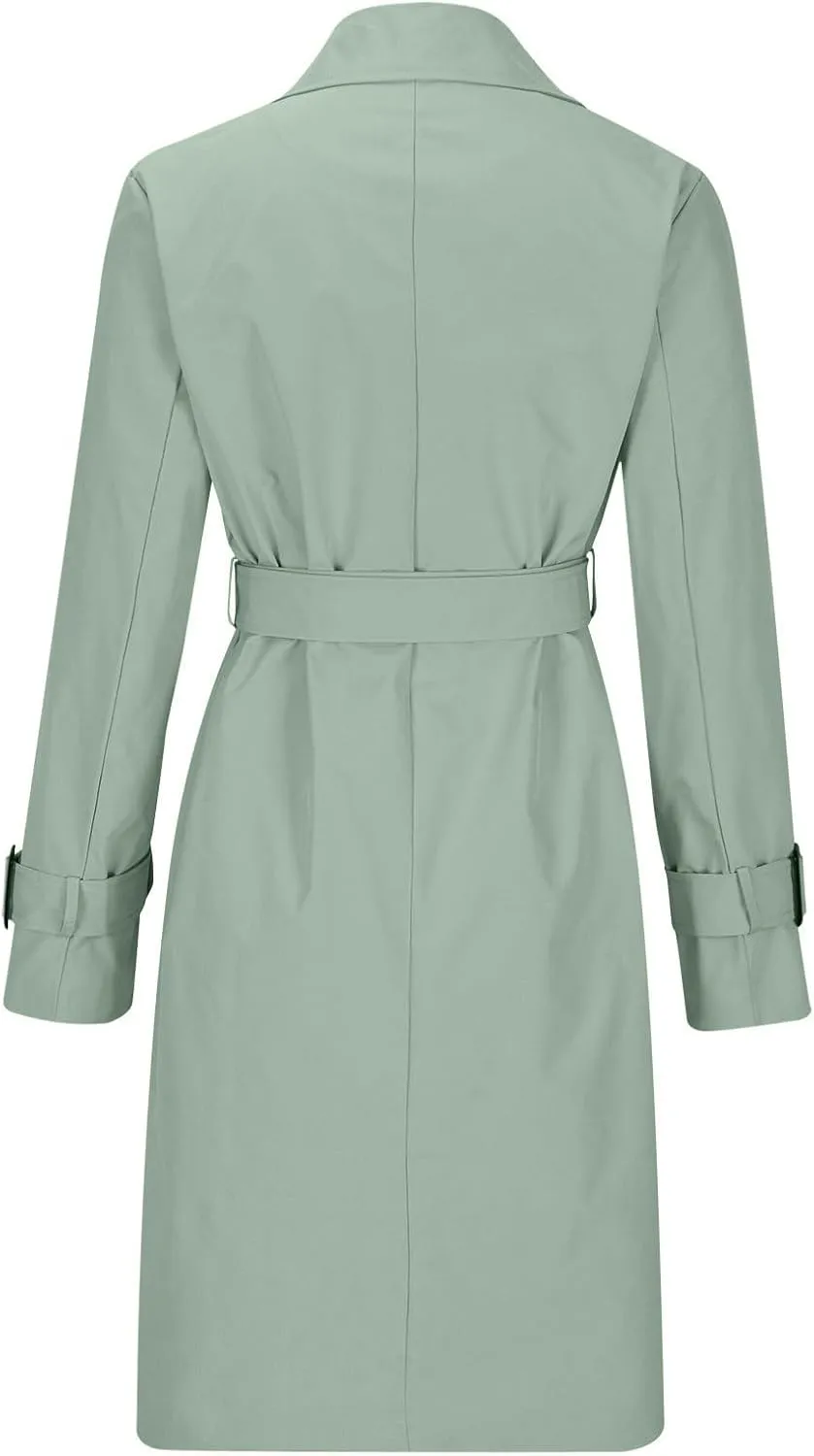 Women's Anoraks Fashion Autumn Winter Solid Color Double Breasted Trench Coat