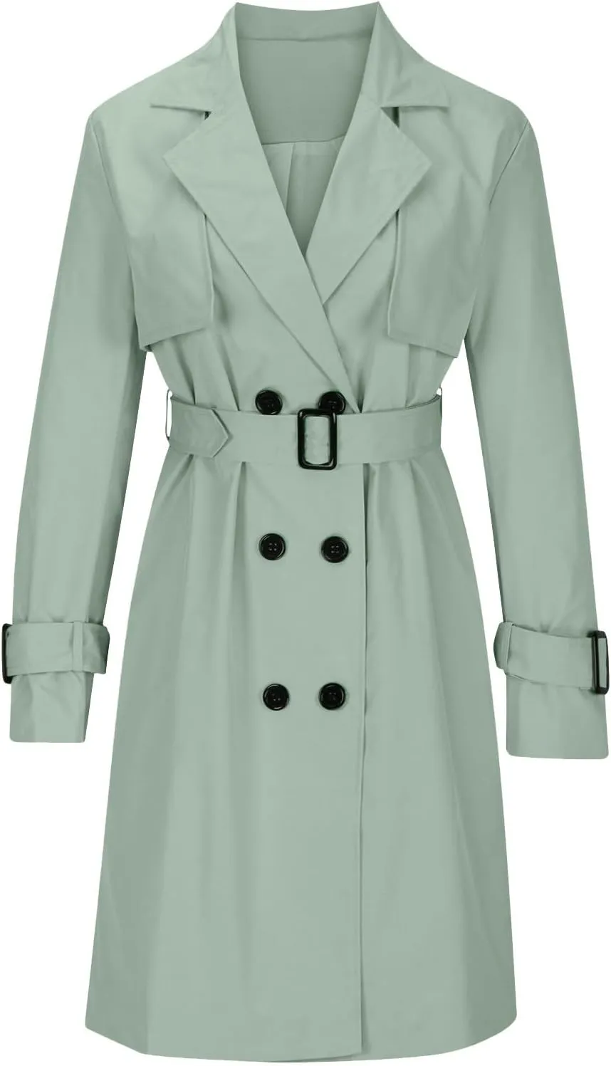 Women's Anoraks Fashion Autumn Winter Solid Color Double Breasted Trench Coat