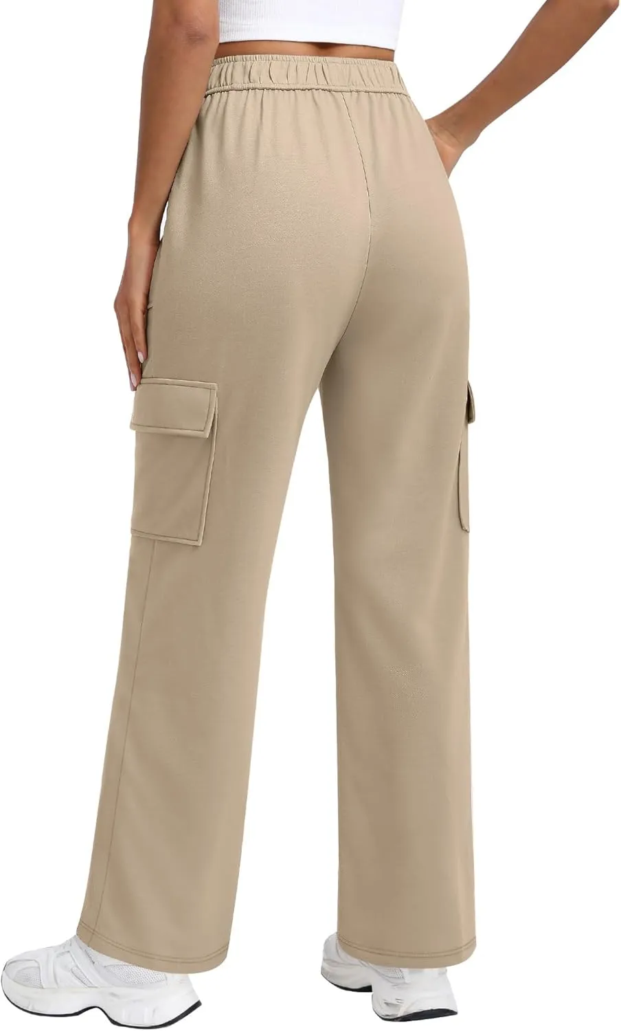 Women's Cargo Sweatpants with Pockets, High Waist Wide Leg Hiking Pants Casual Baggy Athletic Joggers Winter Fall