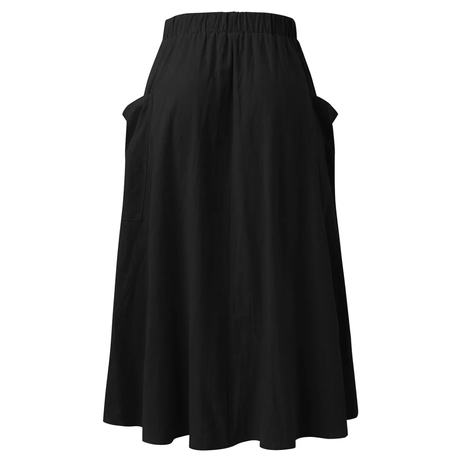 Womens Casual High Waist Pleated A Line Midi Skirt with Pocket Wool Skirt Suits