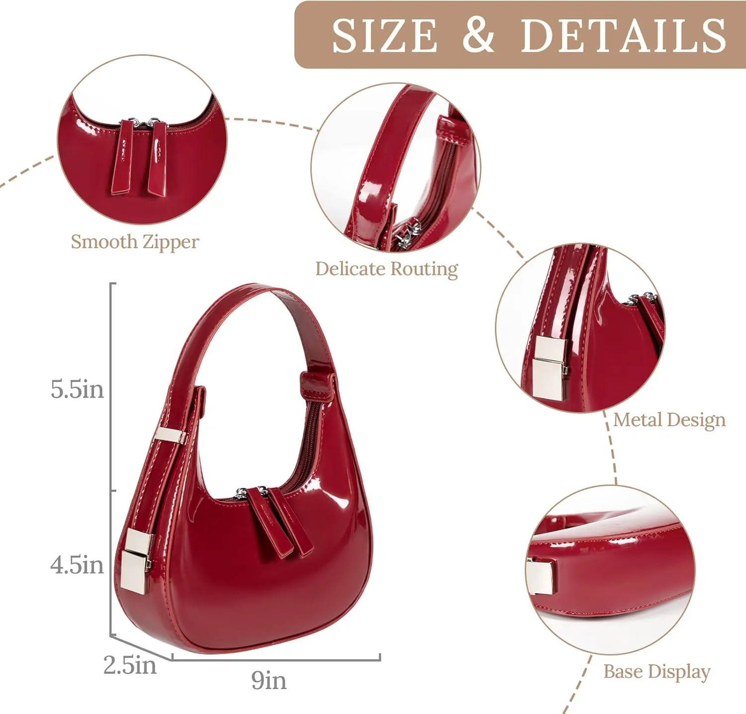 Women's Crescent Shoulder Bags Fashion Y2k 90s Hobo Crescent Handbags,Underarm Shoulder Purse BagUpsized Version