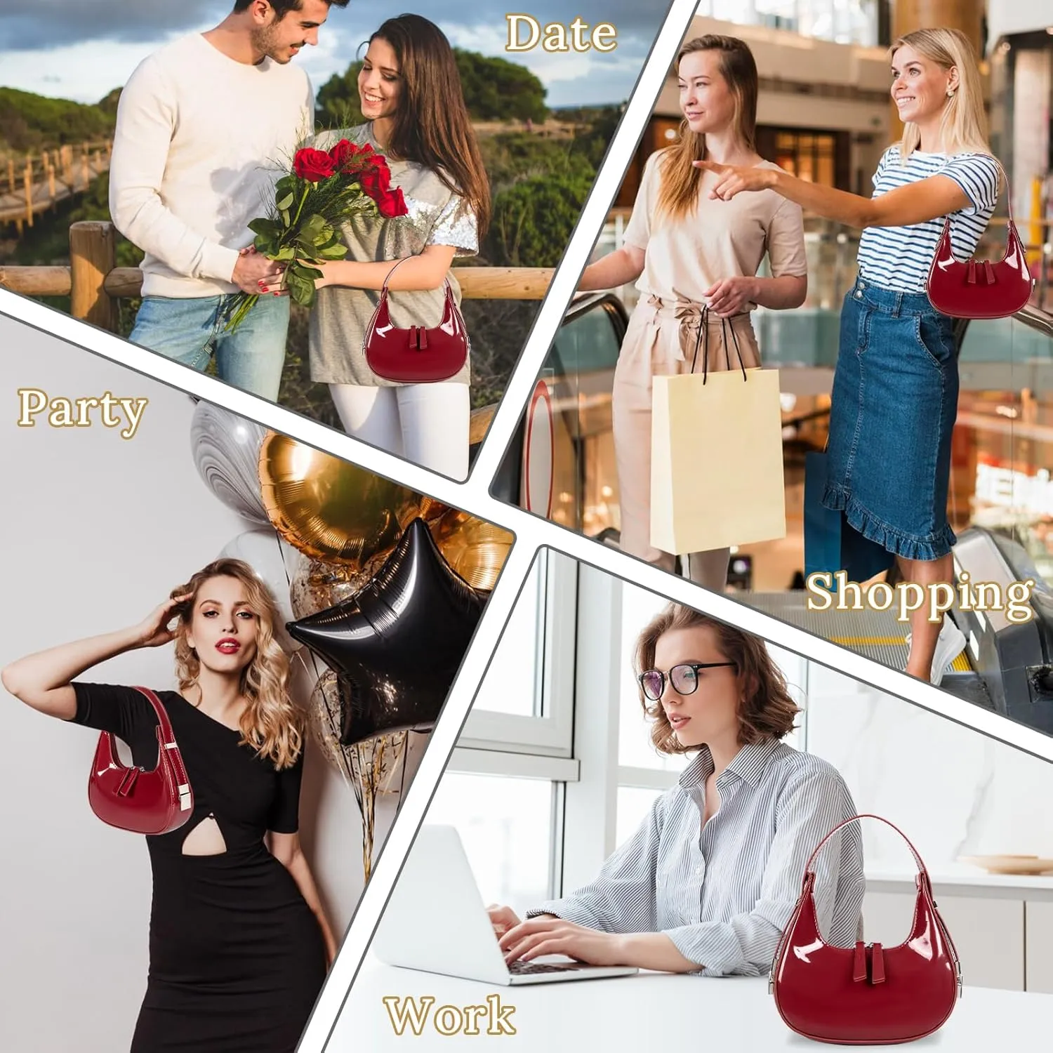 Women's Crescent Shoulder Bags Fashion Y2k 90s Hobo Crescent Handbags,Underarm Shoulder Purse BagUpsized Version