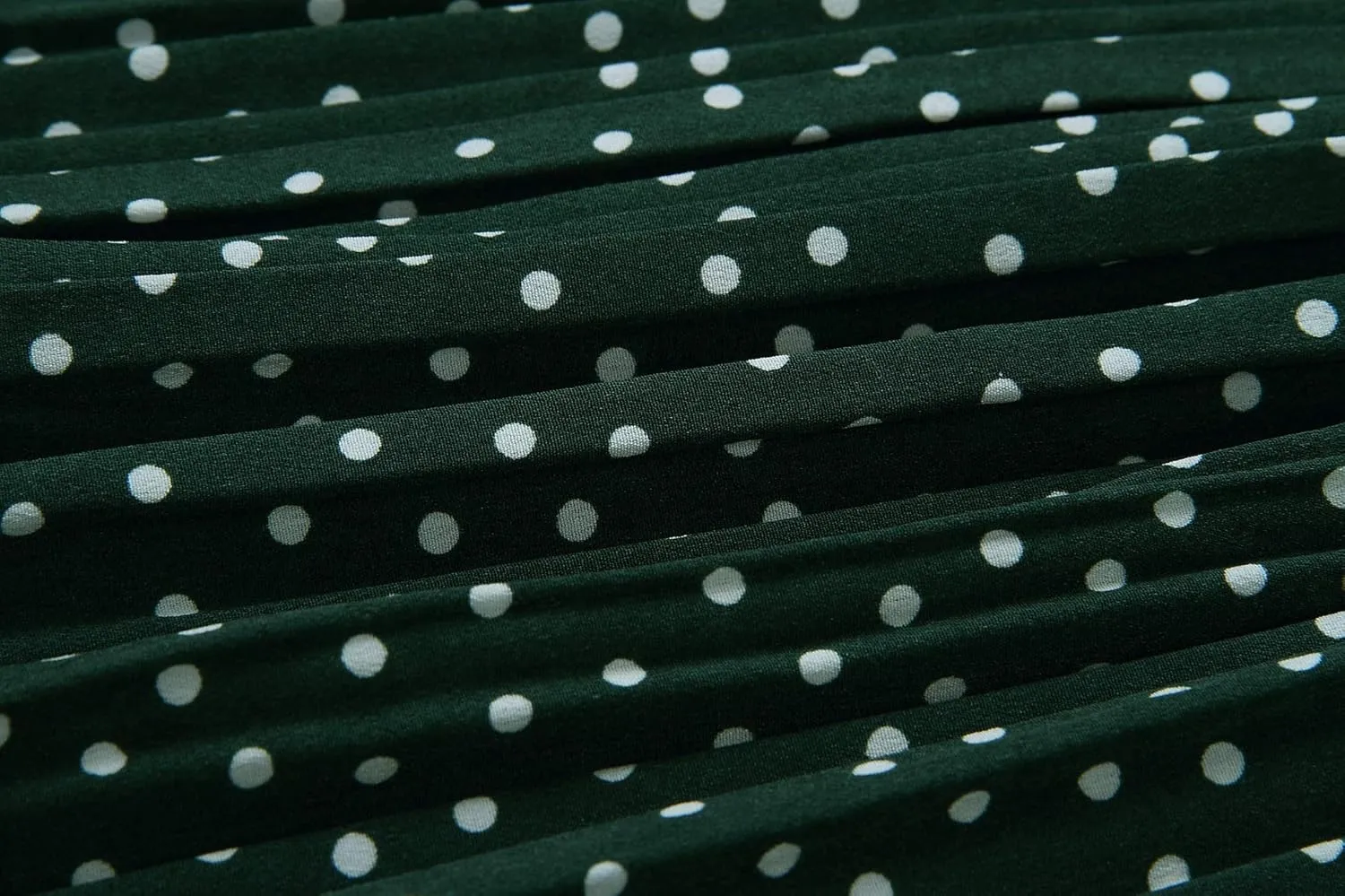 Womens Elegant High Elastic Waist Polka dot Print Pleated Midi Skirt with Pockets