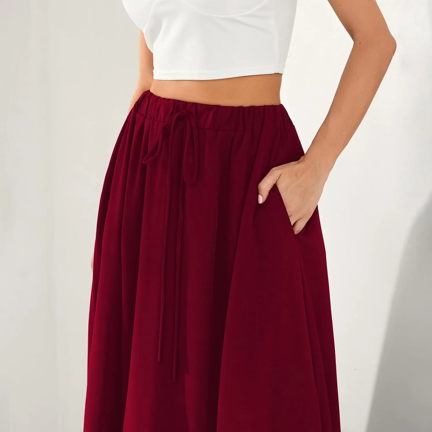 Womens Flowy Maxi Skirt Vintage Floral Print High Waist Elastic A Line Boho Beach Holiday Long Skirts