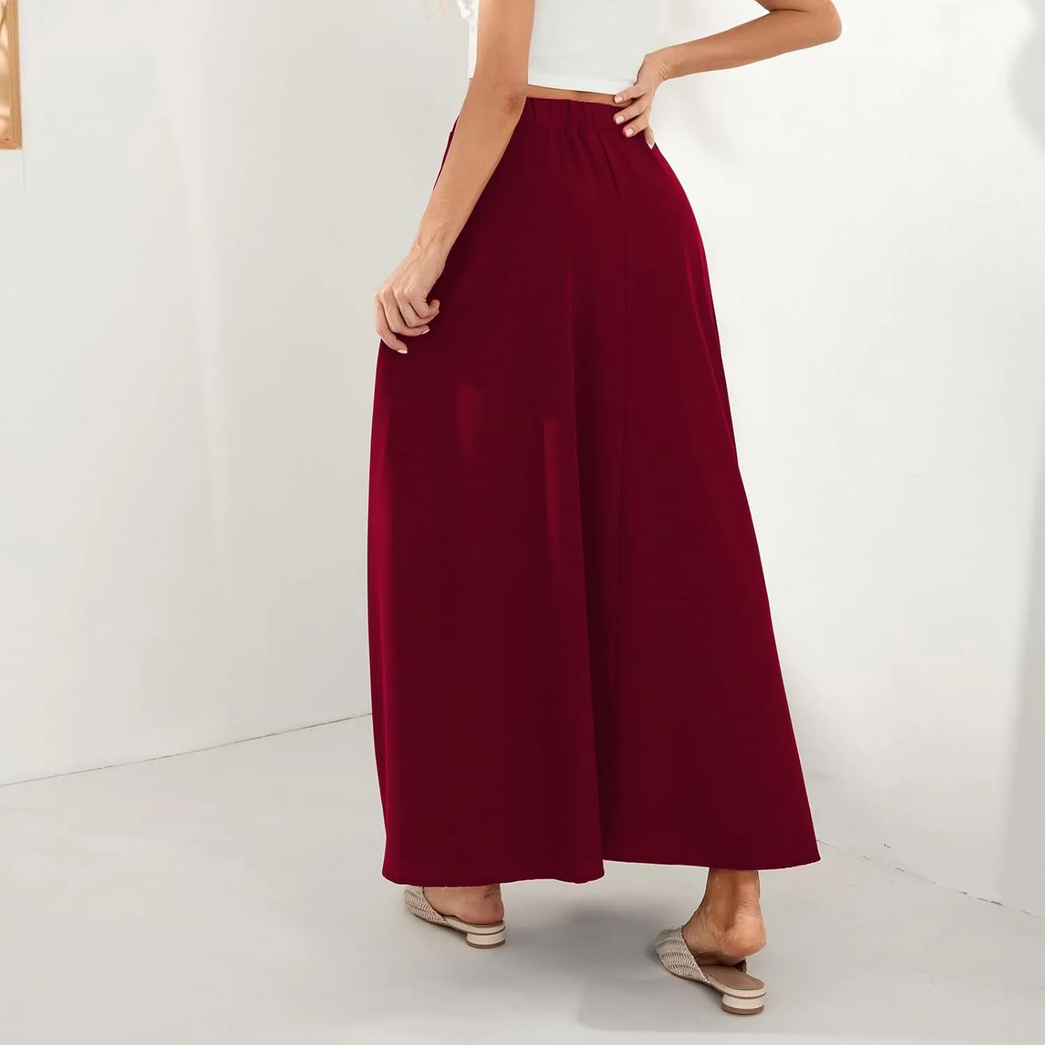 Womens Flowy Maxi Skirt Vintage Floral Print High Waist Elastic A Line Boho Beach Holiday Long Skirts