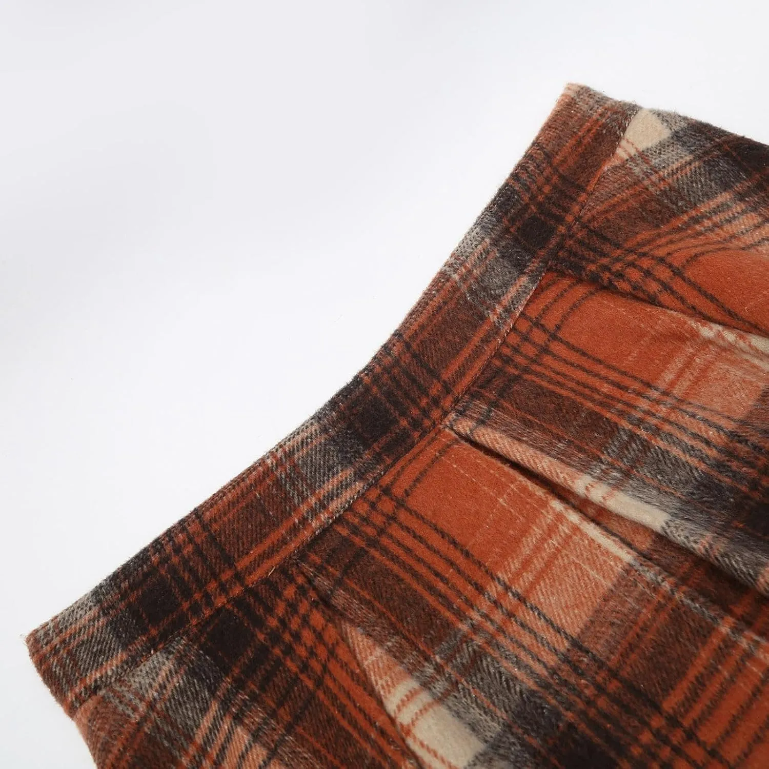 Womens High Waist Plaid Skirt A-line Printed Pleated Flared Midi Skirts Midi Skirt with Back Zipper for Party