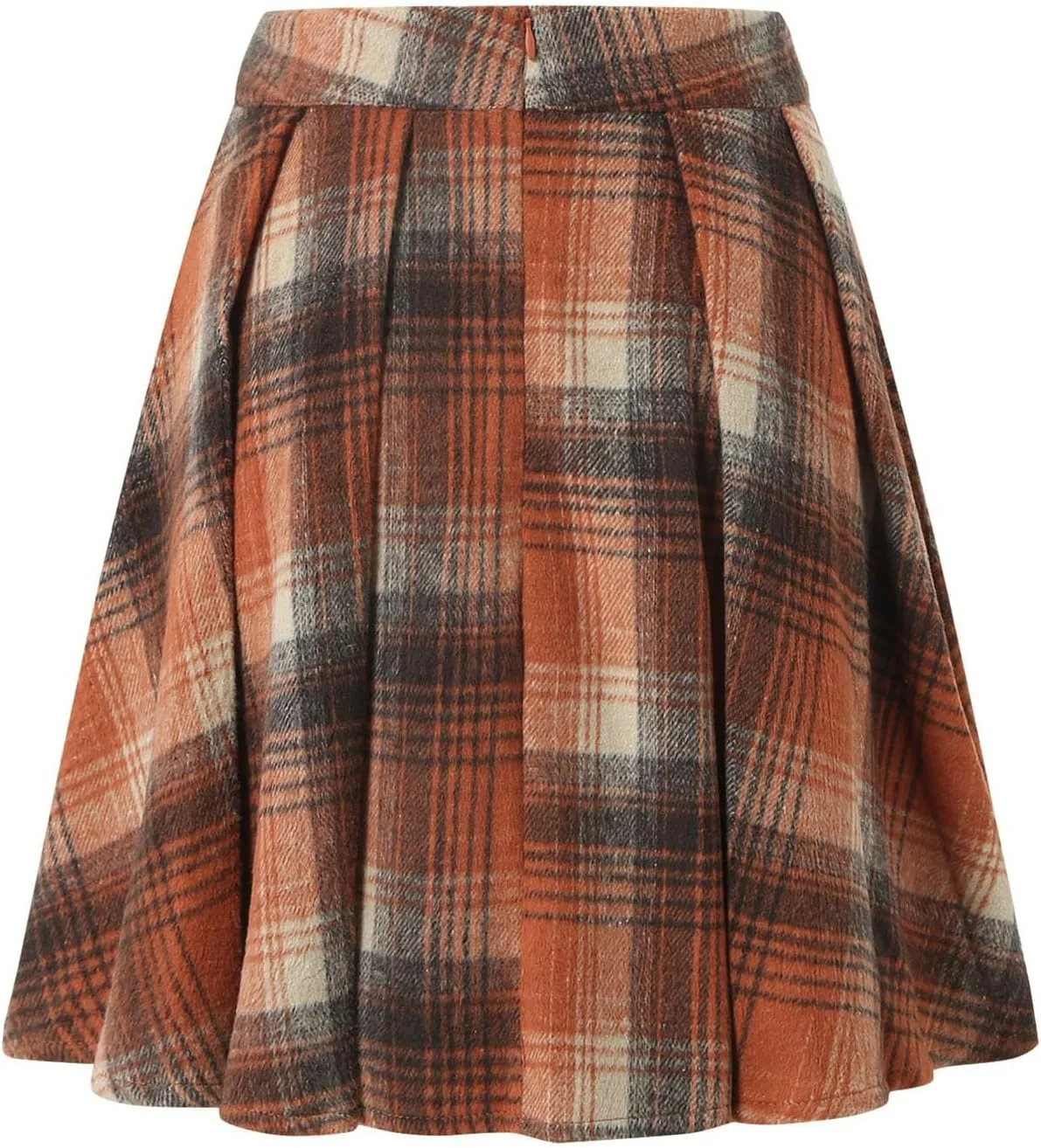 Womens High Waist Plaid Skirt A-line Printed Pleated Flared Midi Skirts Midi Skirt with Back Zipper for Party