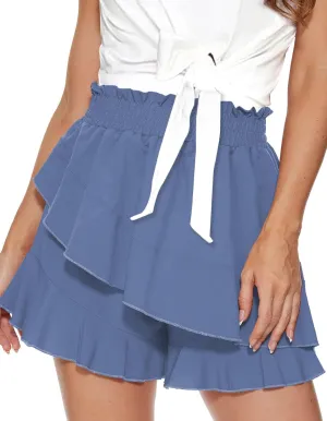 Womens High Waisted Trendy Skorts Flowy Ruffle Pleated Skirts Cute Comfy Shorts Summer Beach Trip Clothes