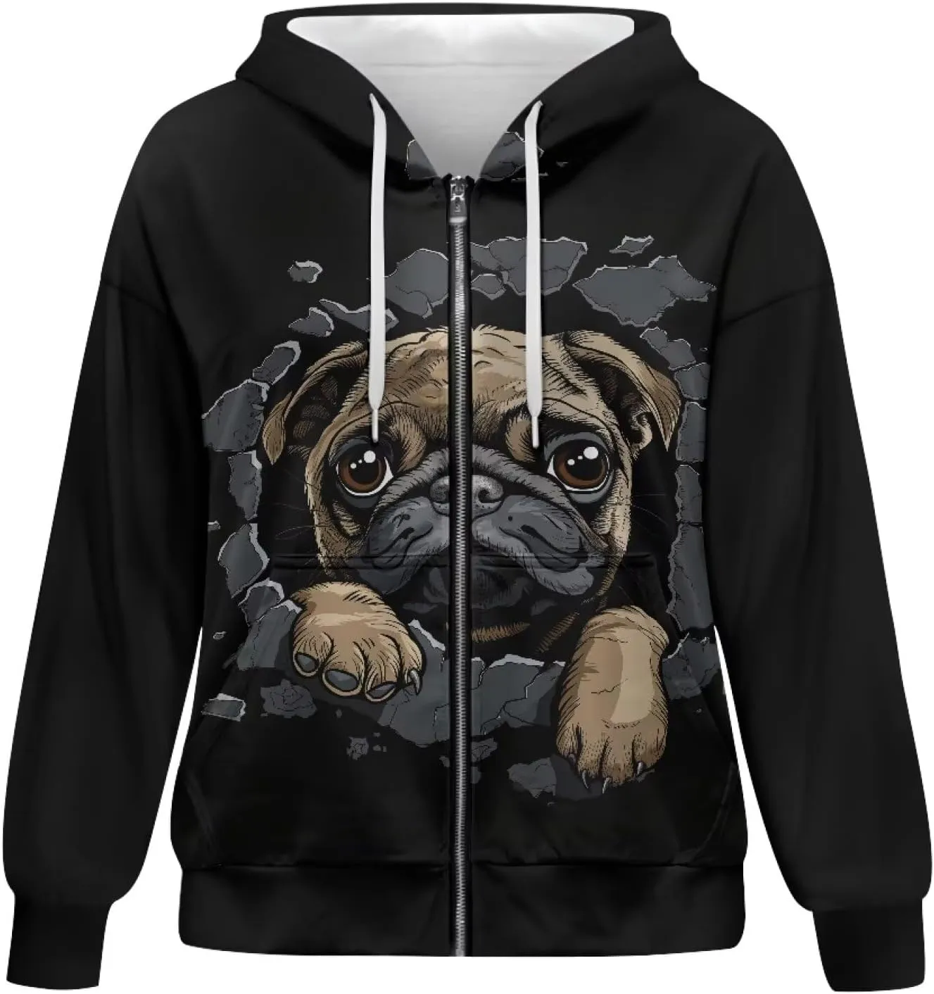 Women's Oversized Hoodies with Zipper Lightweight Fashion Full Zip Up Sweatshirts Jacket Outfit with Pockets