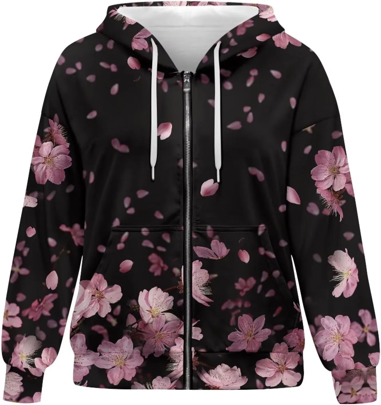 Women's Oversized Hoodies with Zipper Lightweight Fashion Full Zip Up Sweatshirts Jacket Outfit with Pockets