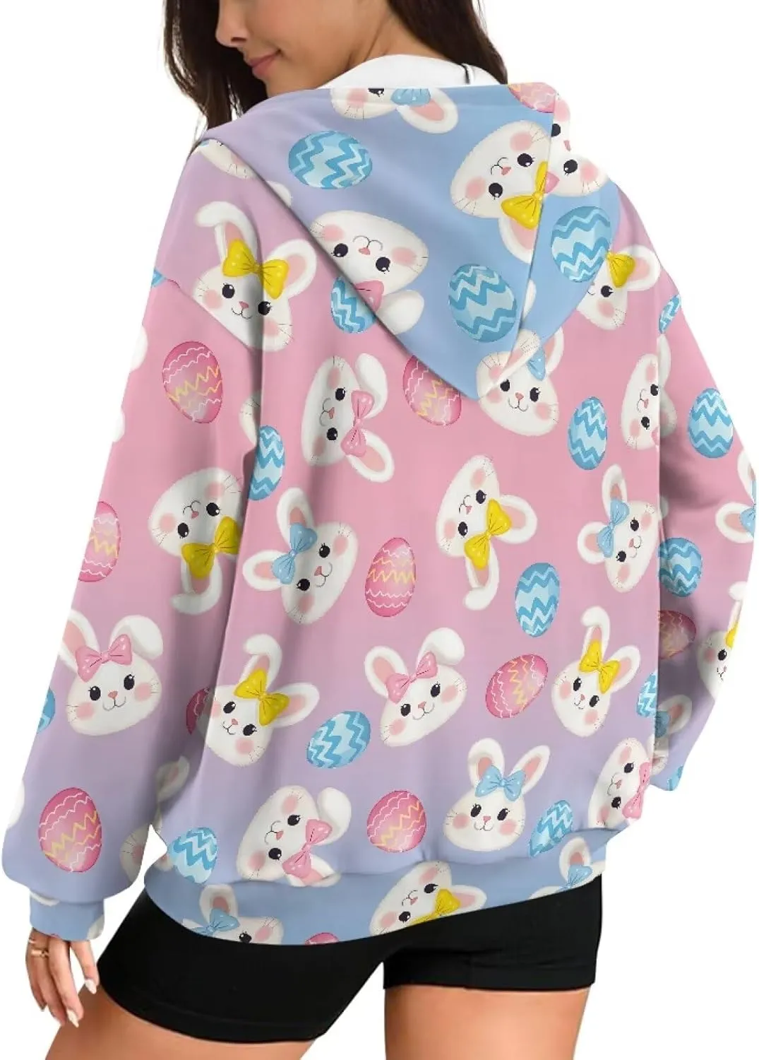 Women's Oversized Hoodies with Zipper Lightweight Fashion Full Zip Up Sweatshirts Jacket Outfit with Pockets