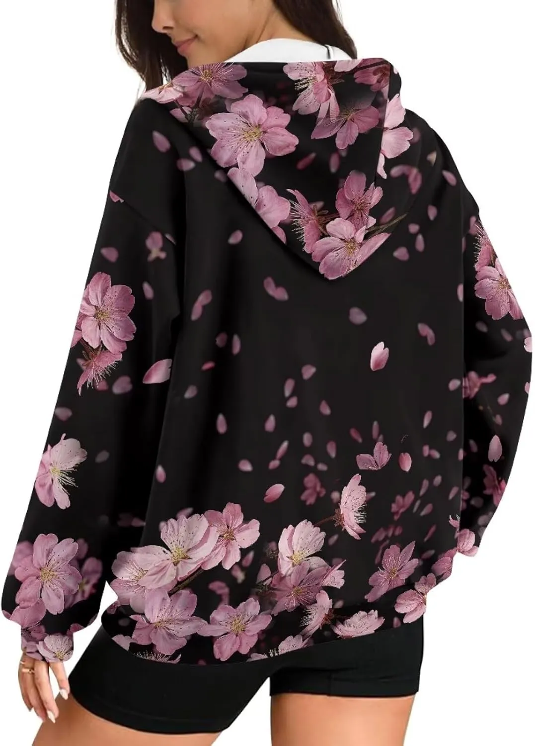 Women's Oversized Hoodies with Zipper Lightweight Fashion Full Zip Up Sweatshirts Jacket Outfit with Pockets
