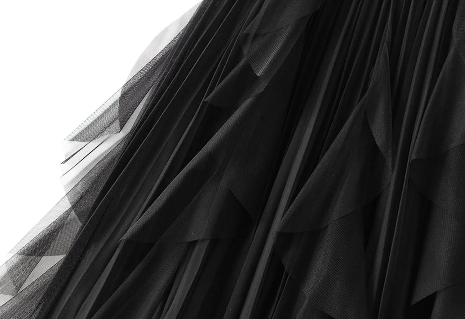 Women's Ruffled Tulle Midi Skirt High Waist Pleated A-line Skirt for Elegant and Casual Occasions 2025 Summer Fashion