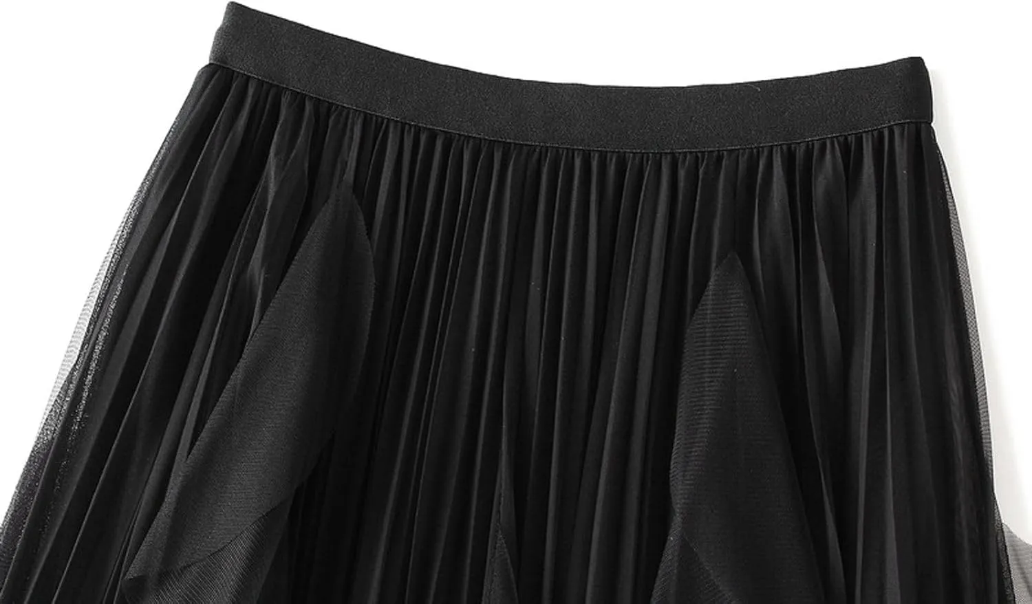 Women's Ruffled Tulle Midi Skirt High Waist Pleated A-line Skirt for Elegant and Casual Occasions 2025 Summer Fashion