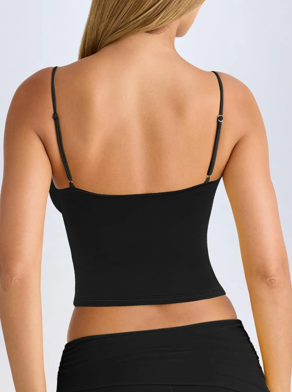 Women's Sexy Lace V Neck Spaghetti Strap Tank Top Sleeveless Double Lined Fitted Going Out Camisole Tops