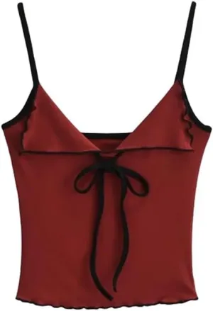 Women's Solid Color Style Strappy Camisole Sexy V Neck Sleeveless Slim Fit Short Camisole Top