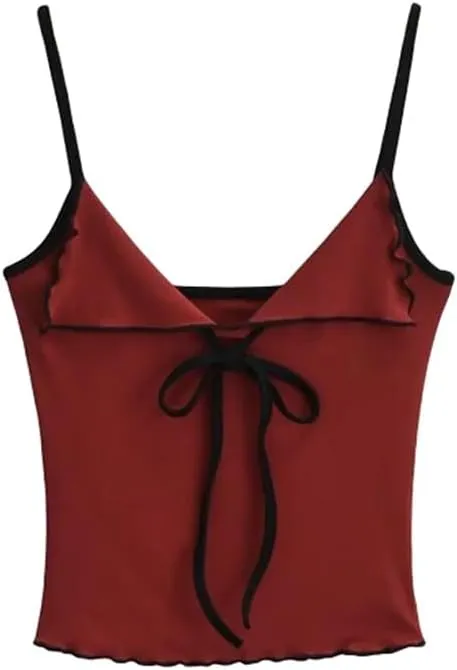Women's Solid Color Style Strappy Camisole Sexy V Neck Sleeveless Slim Fit Short Camisole Top