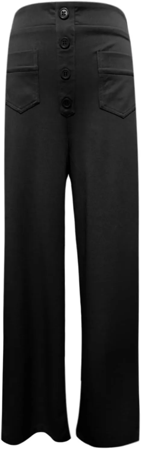 Women's Spring 2025 Dress Pants High Waist Straight Leg Pants Button Down Bottoms Work Pants Trousers with Pockets