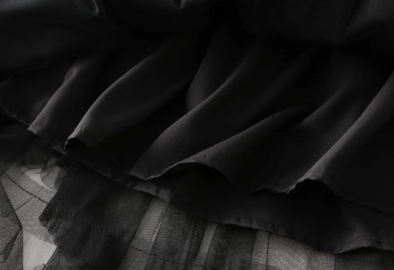 Women's Tulle Skirt A-Line Midi Skirts Irregular Underskirt Ladies Elegant Layered Skirt for Wedding Party Prom