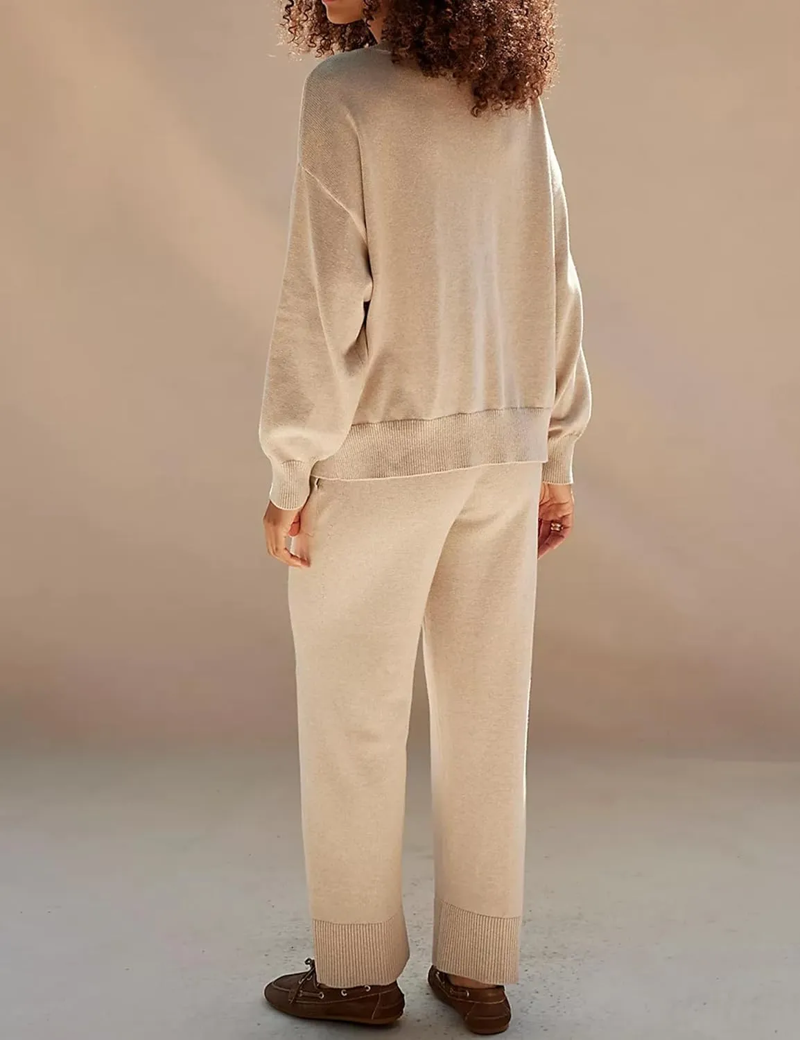 Womens Two Piece Sweater Sets Comfy Loungewear Set V-Neck Cardigan Pant Matching Pajama Sets Sweatsuit Outfits