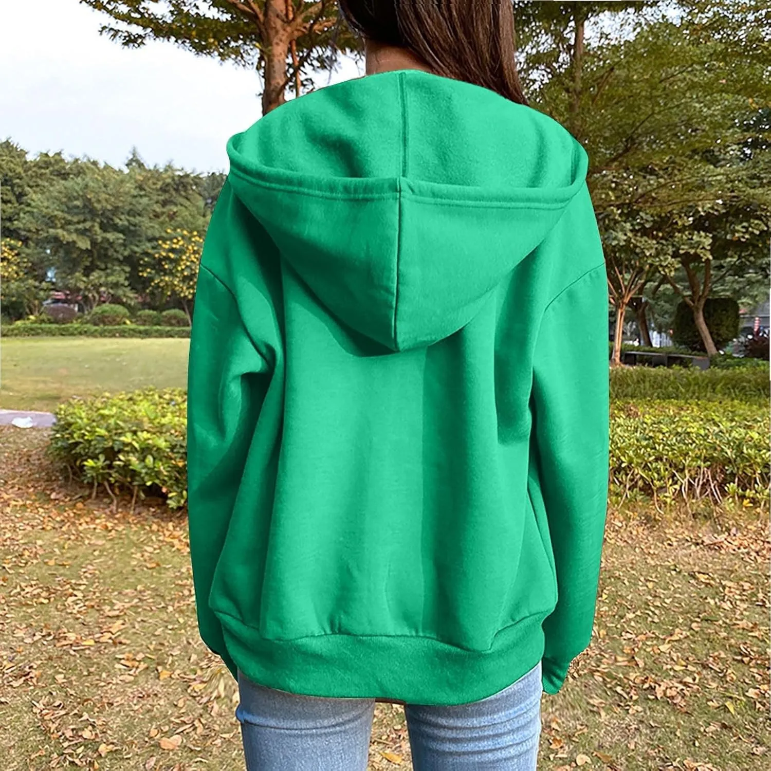 Womens Zip Up Hoodies Long Sleeve Oversized Sweatshirts Fleece Jacket Pockets 2024 Fall Outfits Fashion Y2K Clothes