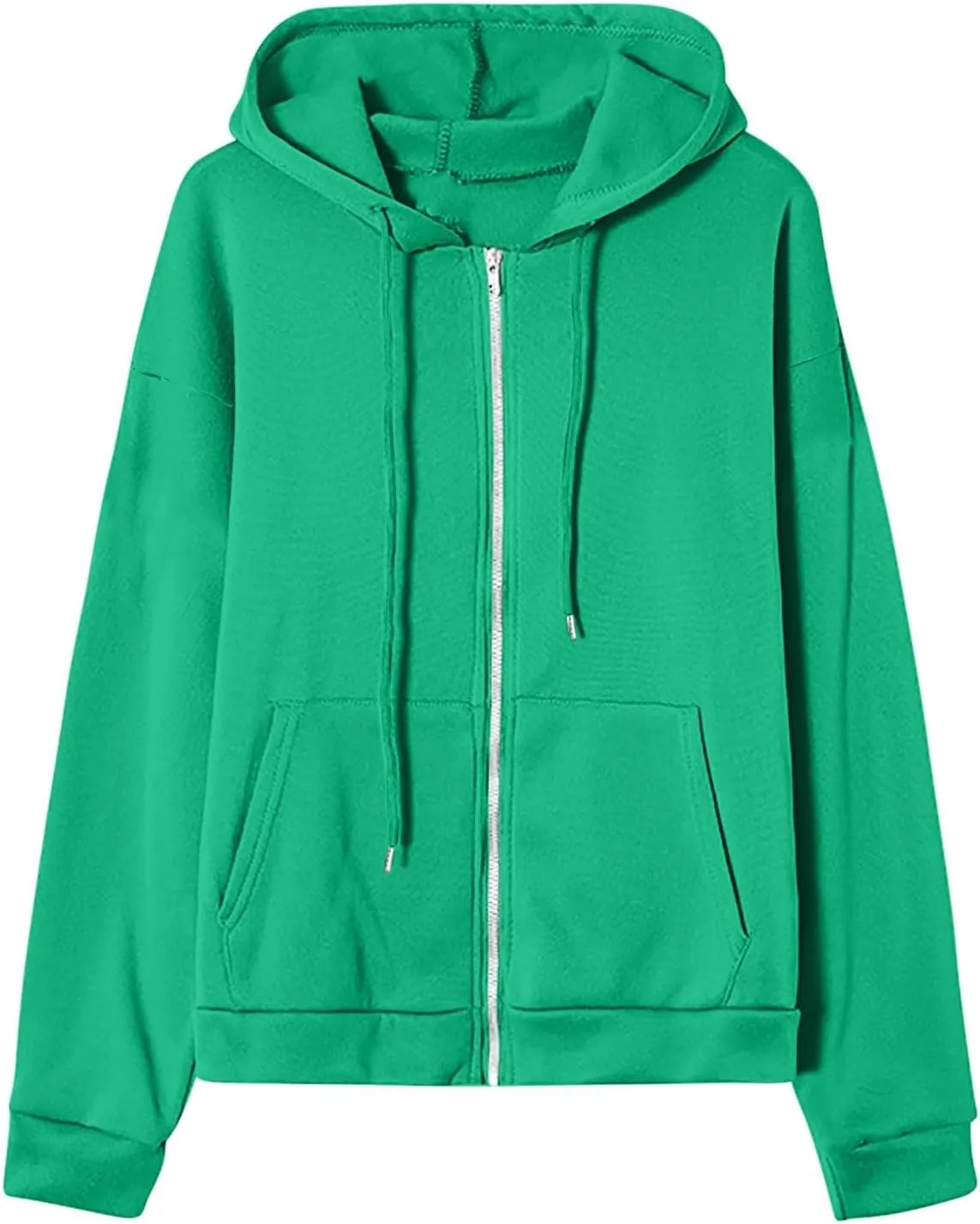 Womens Zip Up Hoodies Long Sleeve Oversized Sweatshirts Fleece Jacket Pockets 2024 Fall Outfits Fashion Y2K Clothes