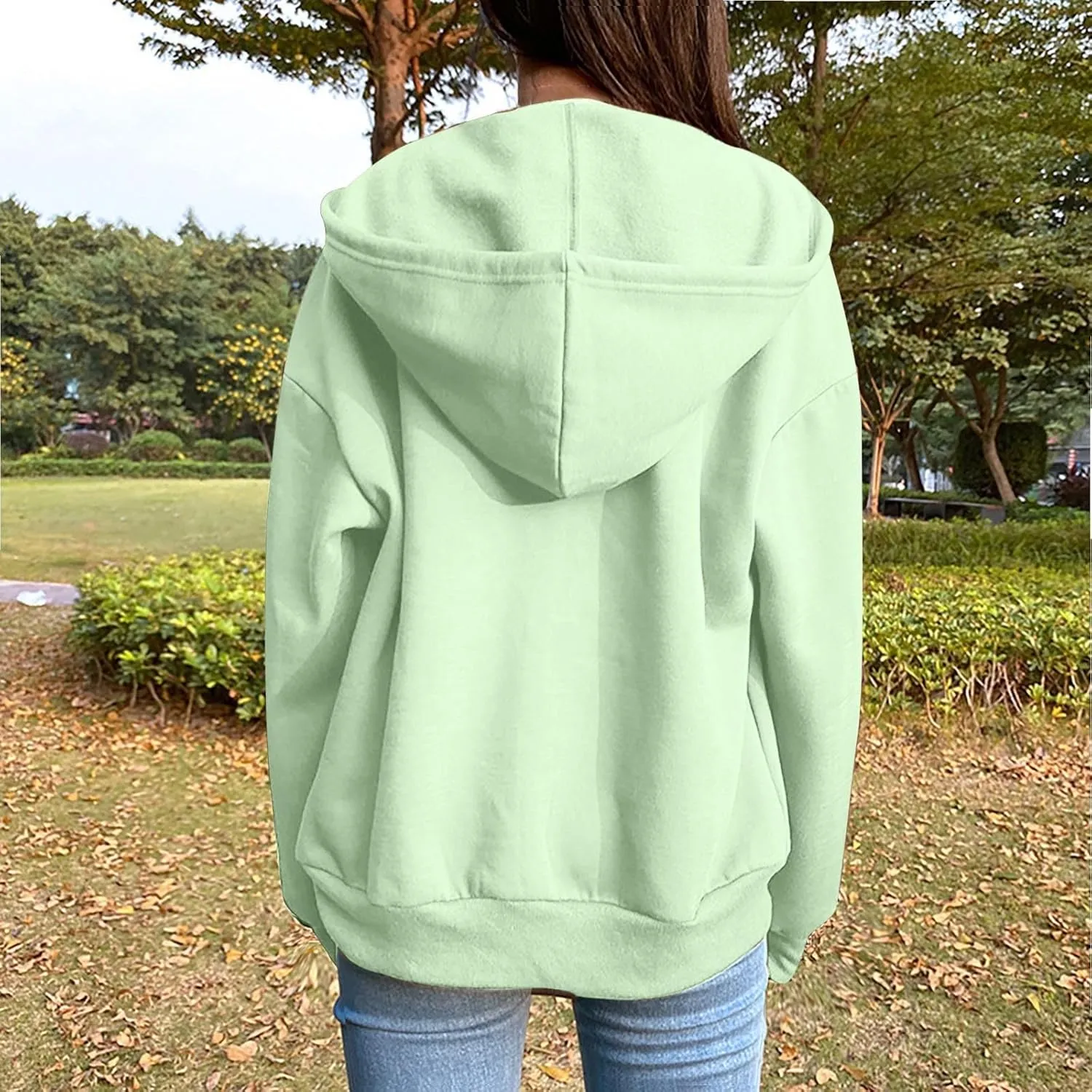 Womens Zip Up Hoodies Long Sleeve Oversized Sweatshirts Fleece Jacket Pockets 2024 Fall Outfits Fashion Y2K Clothes