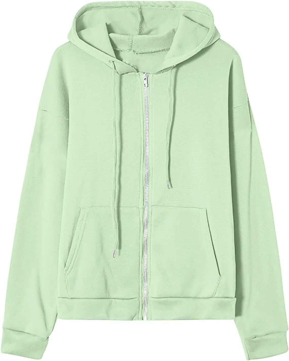 Womens Zip Up Hoodies Long Sleeve Oversized Sweatshirts Fleece Jacket Pockets 2024 Fall Outfits Fashion Y2K Clothes