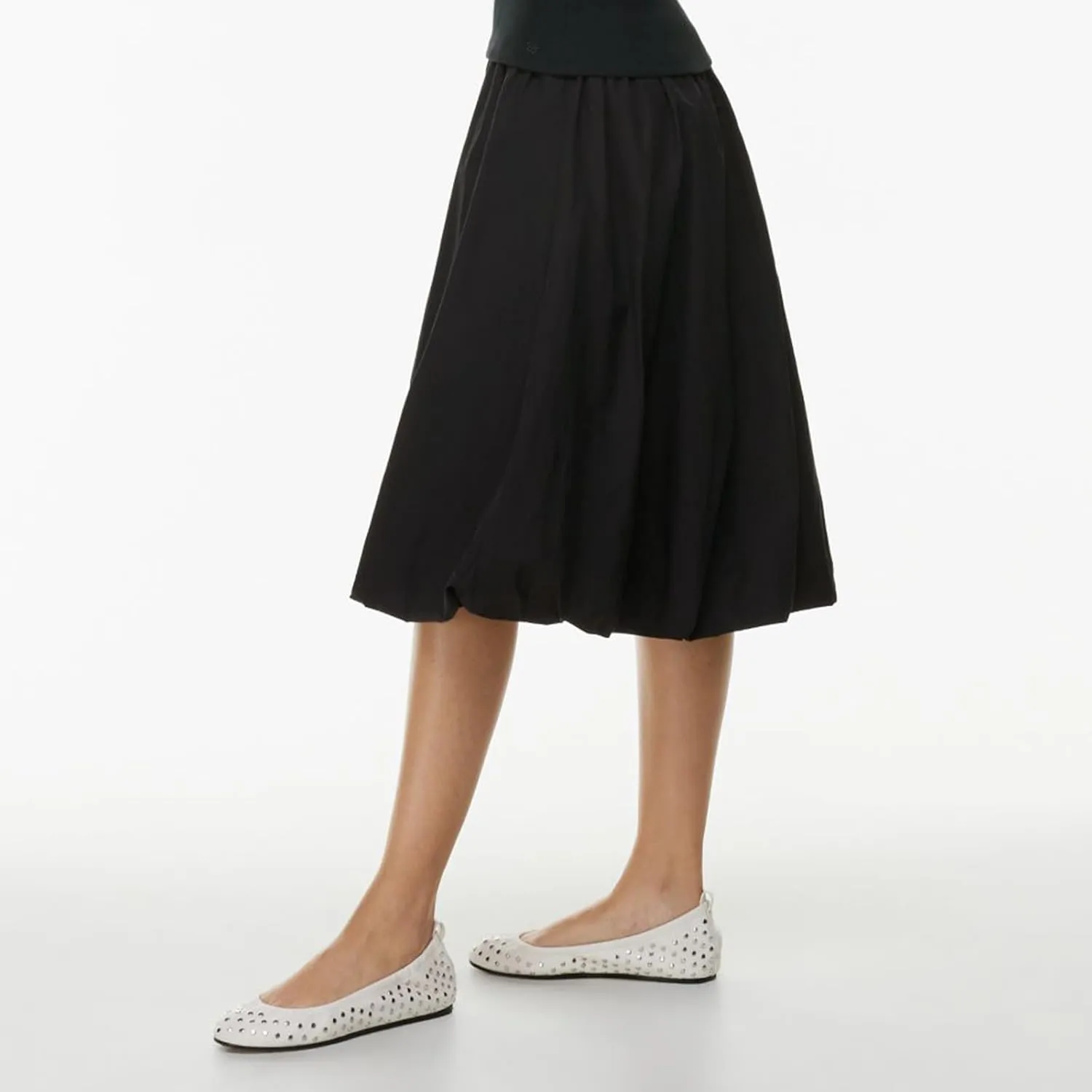 XBTCLXEBCO Women Y2K Bubble Midi Skirt Elastic Waist Flowy A-Line Long Skirt Ruffle Hem Puffy Balloon Skirt Summer Streetwear
