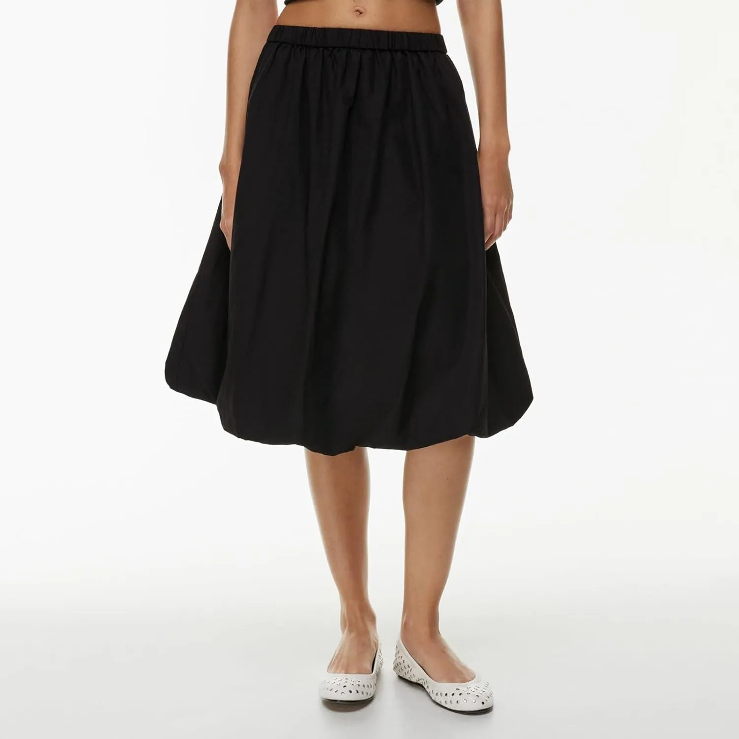 XBTCLXEBCO Women Y2K Bubble Midi Skirt Elastic Waist Flowy A-Line Long Skirt Ruffle Hem Puffy Balloon Skirt Summer Streetwear
