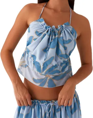 Y2k Women Floral Halter Tank Crop Top Sexy Tie Up Backless Sleeveless Slim Fit Cami Going Out Camisole Summer
