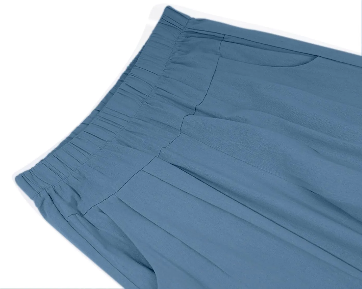 yoeasy Women's Linen Ankle Capris Trousers Loose Comfy Lounge Elastic Waist Pants with Pockets