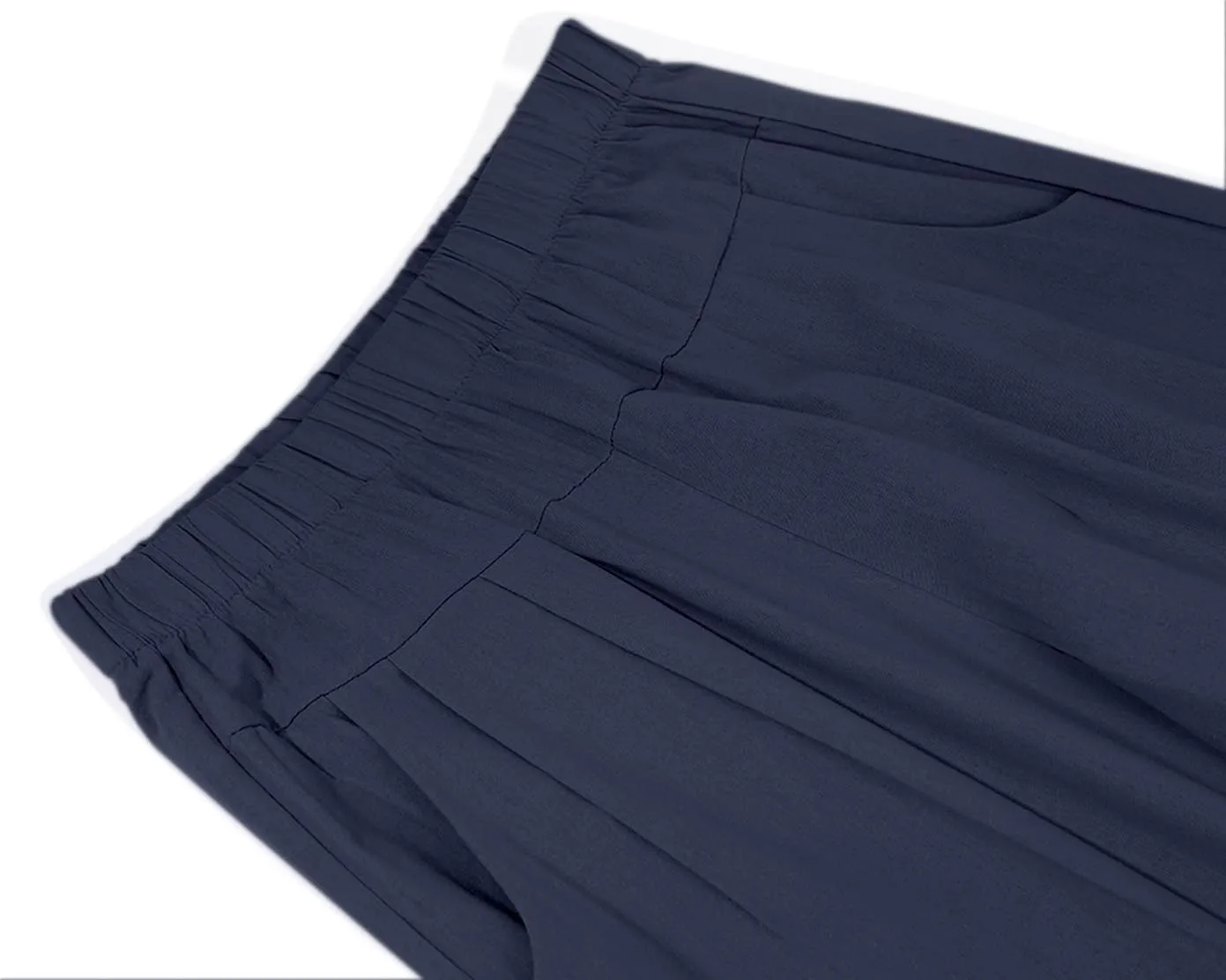 yoeasy Women's Linen Ankle Capris Trousers Loose Comfy Lounge Elastic Waist Pants with Pockets