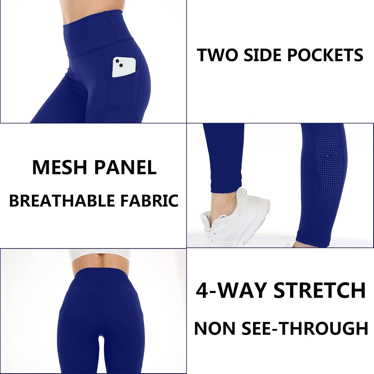 Yoga Pants for Women with Pockets High Waist Yoga Leggings Tummy Control Gym Workout Running Sports with Mesh