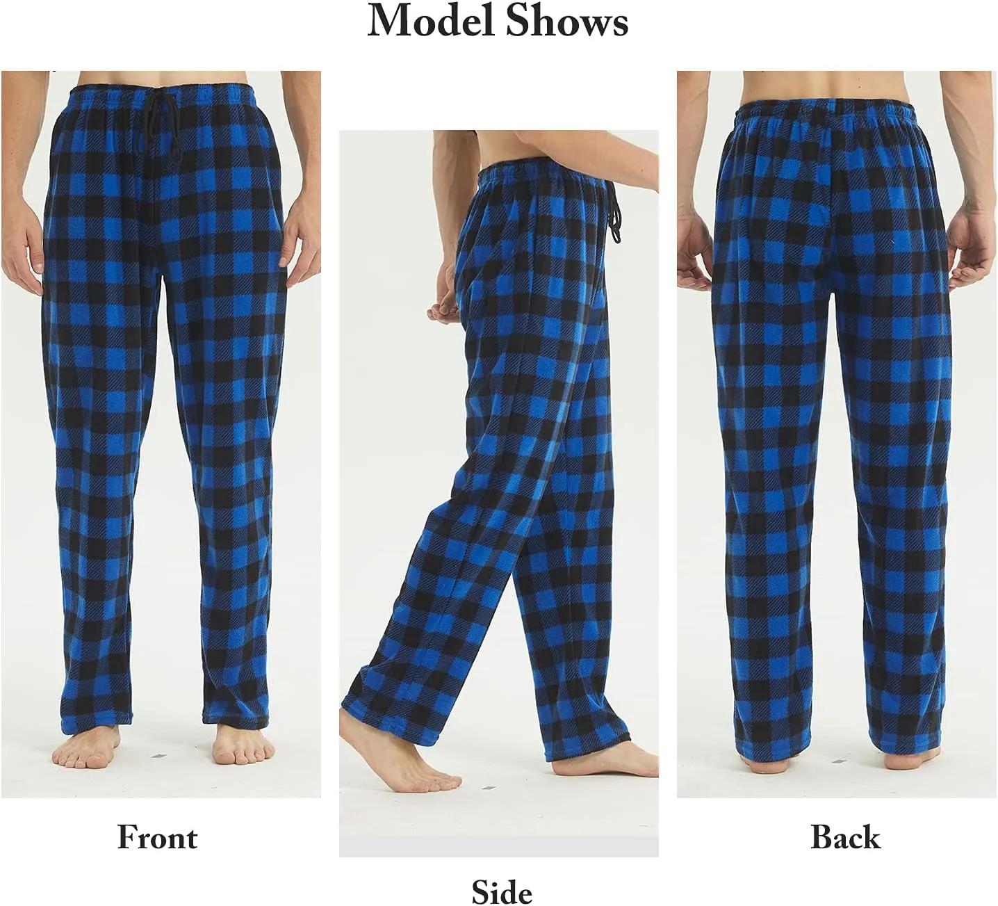 YUSHOW 2-3 Pack Mens Pajama Pants Mens Fleece Plaid Lounge Pajama Bottoms Sleepwear Pjs with Pockets