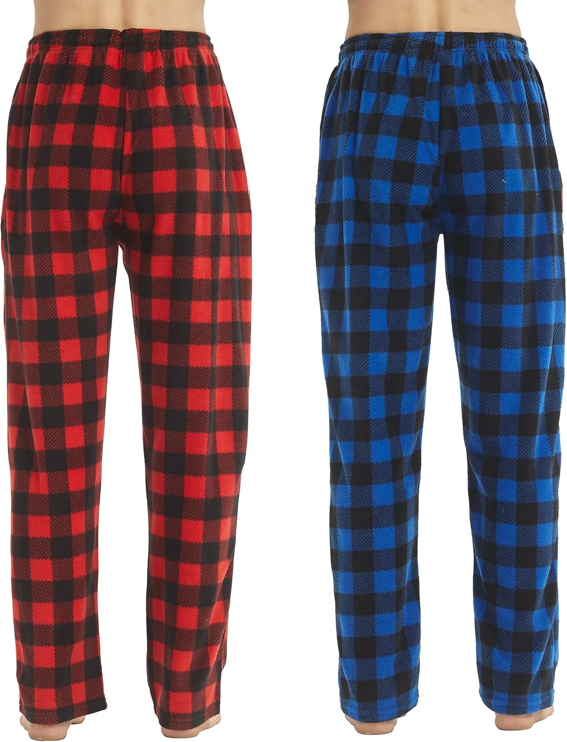 YUSHOW 2-3 Pack Mens Pajama Pants Mens Fleece Plaid Lounge Pajama Bottoms Sleepwear Pjs with Pockets