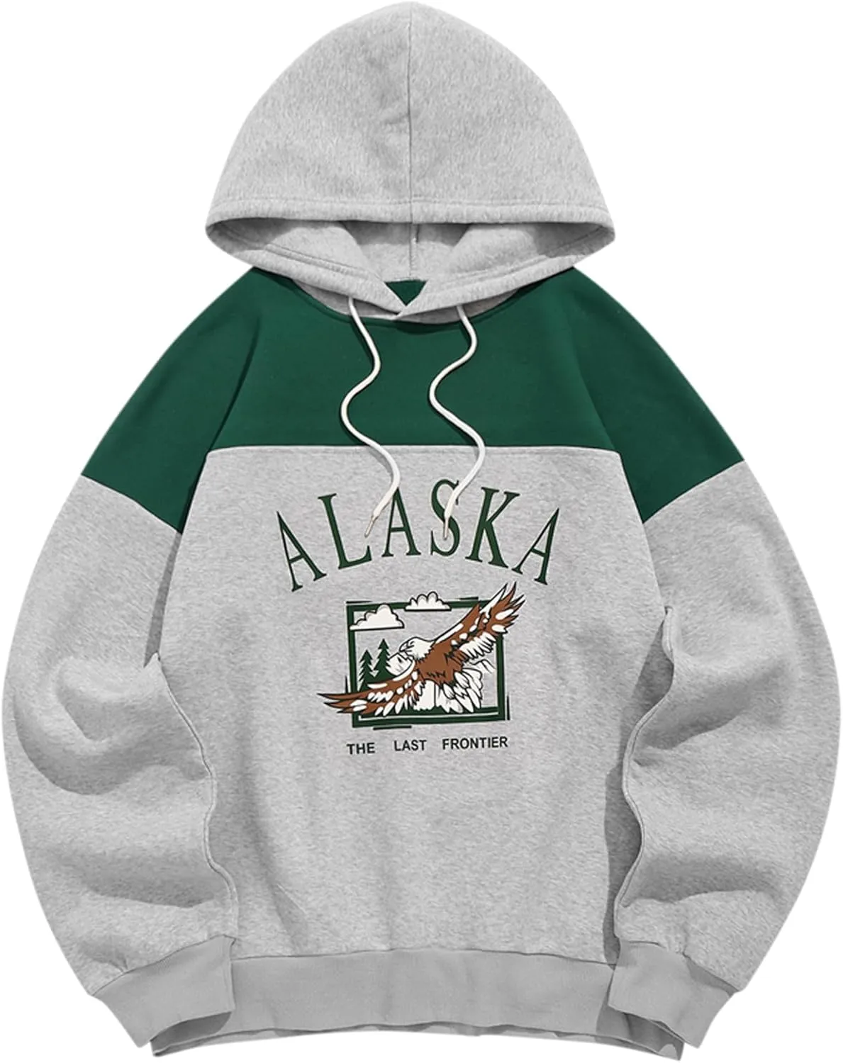 ZAFUL Men's Hooded Sweatshirt Graphic Colorblock Two Tone Fleece Lined Pullover Thermal Hoodie