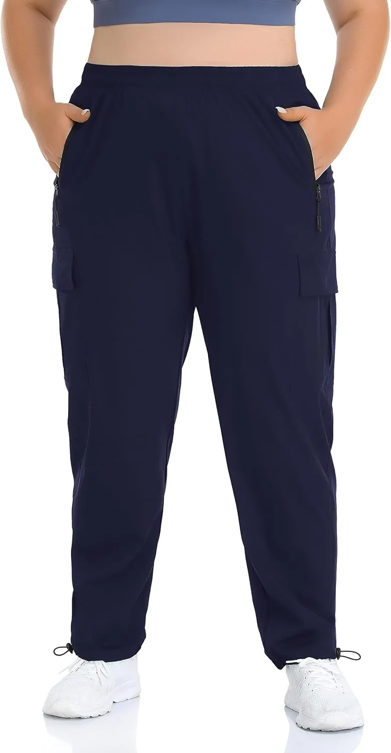 ZERDOCEAN Women's Plus Size Outdoor Active Hiking Pants Lightweight Quick Dry Athletic Pants Zipper Pockets