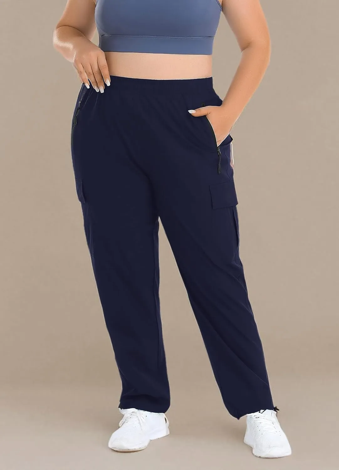 ZERDOCEAN Women's Plus Size Outdoor Active Hiking Pants Lightweight Quick Dry Athletic Pants Zipper Pockets