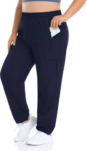 ZERDOCEAN Women's Plus Size Outdoor Active Hiking Pants Lightweight Quick Dry Athletic Pants Zipper Pockets